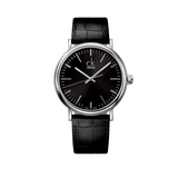 Calvin Klein Surround Black Dial Black Leather Strap Watch for Men - K3W211C1