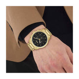 Hugo Boss Trace Chronograph Black Dial Gold Steel Strap Watch For Men - 1514006
