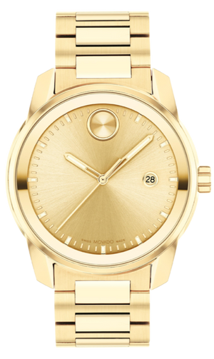 Movado Bold Verso Gold Dial Gold Steel Strap Watch for Men - 3600861