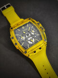 Guess Phoenix Multi Function Black Dial Yellow Rubber Strap Watch for Men - GW0203G6