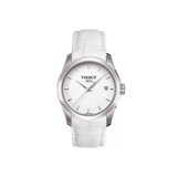 Tissot Couturier Jam Tangan Wanita Tali Kulit Putih Dial Perak untuk Wanita - T035.210.16.011.00