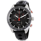 Tissot PRS 516 Chronograph Black Dial Black Leather Strap Watch For Men - T100.417.16.051.00