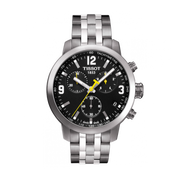 Tissot PRC 200 Chronograph Black Dial Silver Steel Strap Watch For Men - T055.417.11.057.00