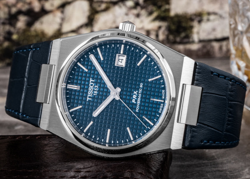 Tissot PRX Powermatic 80 Blue Dial Blue Leather Strap Watch for