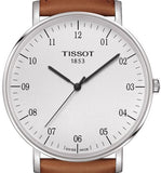 Tissot T Classic Everytime Jam Tangan Tali Kulit Coklat Dial Putih Besar Untuk Pria - T109.610.16.037.00