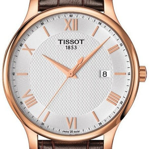 Tissot T Classic Tradition Silver Dial Brown Leather Strap Watch For Men - T063.610.36.038.00