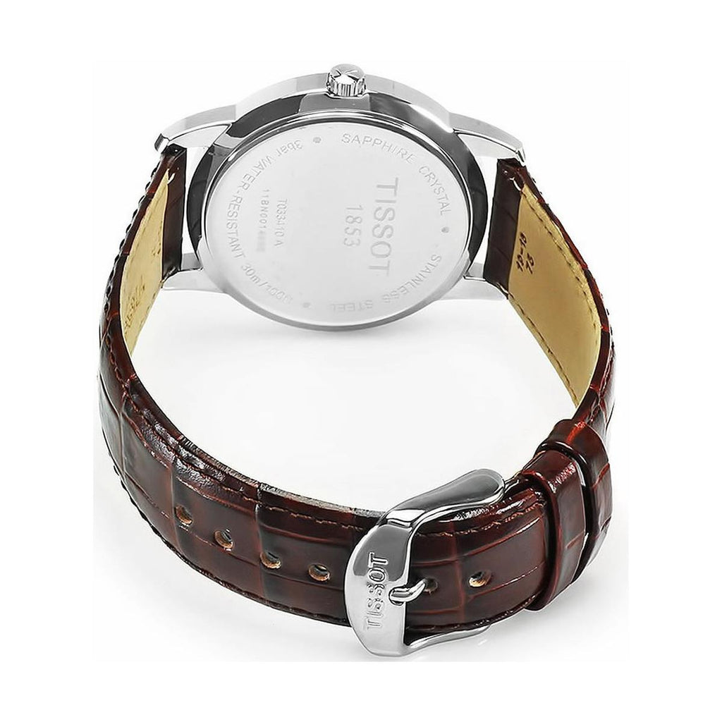 Tissot T Classic Dream White Dial Brown Leather Strap Watch for Men