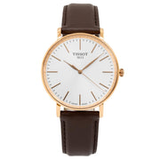 Tissot Everytime Gent Silver Dial Brown Leather Strap Watch for Men - T143.410.36.011.00