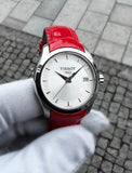 Tissot Couturier Lady Silver Dial Red Leather Strap Watch for Women - T035.210.16.031.01