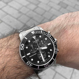 ティソ シースター 1000 クロノグラフ ブラック ダイヤル シルバー スチール ストラップ 腕時計 メンズ - T120.417.11.051.00