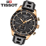 Tissot PRS 516 Chronograph Black Dial Jam Tangan Tali Kulit Hitam Untuk Pria - T100.417.36.051.00
