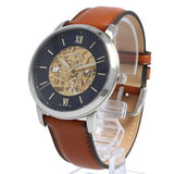 Fossil Neutra Automatic Luggage Skeleton Blue Dial Brown Leather Strap Watch for Men - ME3160