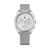 Tommy Hilfiger Mia Silver Dial Silver Mesh Bracelet Watch for Men - 1781628