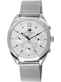 Tommy Hilfiger Mia Silver Dial Silver Mesh Bracelet Watch for Men - 1781628