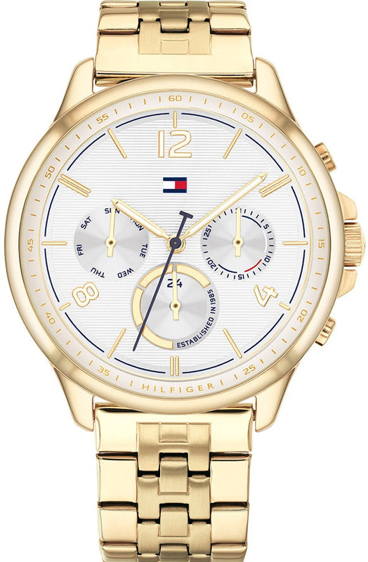 Tommy Hilfiger Harper Chronograph White Dial Gold Steel Strap Watch For Women - 1782223