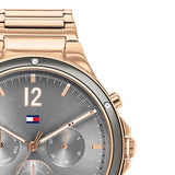 Tommy Hilfiger Eve Chronograph Quartz Grey Dial Rose Gold Steel Strap Watch For Women - 1782277