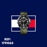 Tommy Hilfiger Drew Black Dial Green Rubber Strap Watch for Men - 1791065