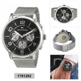 Tommy Hilfiger Quartz Chronograph Black Dial Silver Mesh Bracelet Watch for Men - 1791292