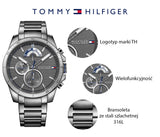 Tommy Hilfiger Decker Quartz Black Dial Black Steel Strap Watch for Men - 1791347