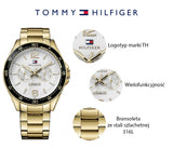 Tommy Hilfiger Sport White Dial Gold Steel Strap Watch for Men - 1791365