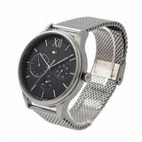 Tommy Hilfiger Damon Quartz Chronograph Black Dial Silver Mesh Bracelet Watch for Men - 1791415