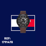 Tommy Hilfiger Denim Black Dial Brown Leather Strap Watch for Men - 1791478