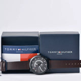 Tommy Hilfiger Denim Black Dial Brown Leather Strap Watch for Men - 1791478