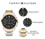 Tommy Hilfiger Decker Chronograph Black Dial Two Tone Steel Strap Watch for Men - 1791559