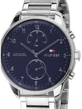 Tommy Hilfiger Chase Multifunction Blue Dial Silver Steel Strap Watch for Men - 1791575