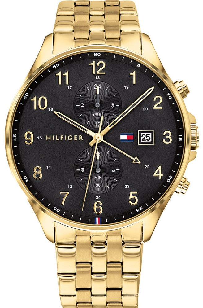 その他 TOMO Tommy Hilfiger West Chronograph Quartz Black Dial Gold Steel