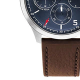 Tommy Hilfiger Asher Chrongraph Blue Dial Brown Leather Strap Watch For Men - 1791855