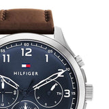 Tommy Hilfiger Asher Chrongraph Blue Dial Brown Leather Strap Watch For Men - 1791855