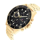 Tommy Hilfiger Larson Chronograph Black Dial Gold Steel Strap Watch For Men - 1791919