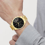 Tommy Hilfiger Baker Chronograph Black Dial Gold Steel Strap Watch for Men - 1710447