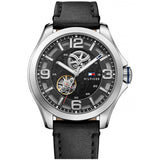 Tommy Hilfiger Bruce Analog Black Dial Black Leather Strap Watch for Men - 1791279