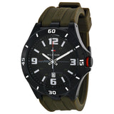 Tommy Hilfiger Drew Black Dial Green Rubber Strap Watch for Men - 1791065