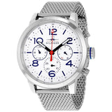 Tommy Hilfiger Jake Quartz White Dial Silver Mesh Bracelet Watch for Men - 1791233