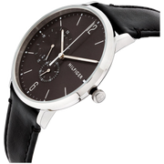 Tommy Hilfiger Brooklyn Black Dial Black Leather Strap Watch for Men - 1791509