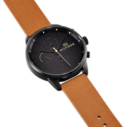 Tommy Hilfiger James Quartz Black Dial Brown Leather Strap Watch For Men - 1791486