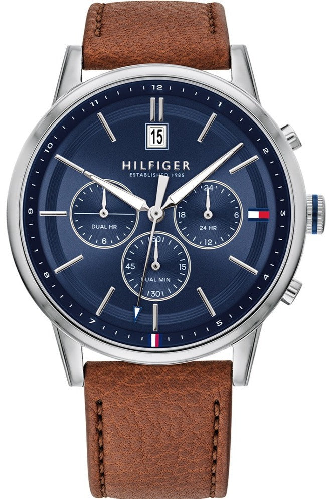 【期間限定特価】 Kyle Hilfiger Tommy Multifunction Leather Brown Dial Blue その他