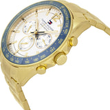 Tommy Hilfiger Luke Chronograph Quartz White Dial Gold Steel Strap Watch for Men - 1791121