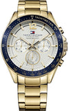 Tommy Hilfiger Luke Chronograph Quartz White Dial Gold Steel Strap Watch for Men - 1791121