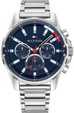 Tommy Hilfiger Mason Quartz Blue Dial Silver Steel Strap Watch for Men - 1791788