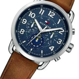 Tommy Hilfiger Briggs Chronograph Blue Dial Brown Leather Strap Watch for Men - 1791424