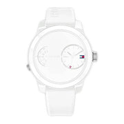 Tommy Hilfiger Denim White Dial White Rubber Strap Watch for Men - 1791558