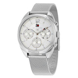 Tommy Hilfiger Mia Silver Dial Silver Mesh Bracelet Watch for Men - 1781628