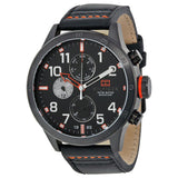 Tommy Hilfiger Trent Black Multifunction Black Dial Black Leather Strap Watch for Men - 1791136