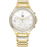 Tommy Hilfiger Eve Chronograph Quartz White Dial Gold Steel Strap Watch For Women - 1782278