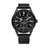 Tommy Hilfiger Austin Black Dial Black Leather Strap Watch for Men - 1791638