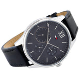 Tommy Hilfiger Damon Multifunction Black Dial Black Leather Strap Watch for Men - 1791417